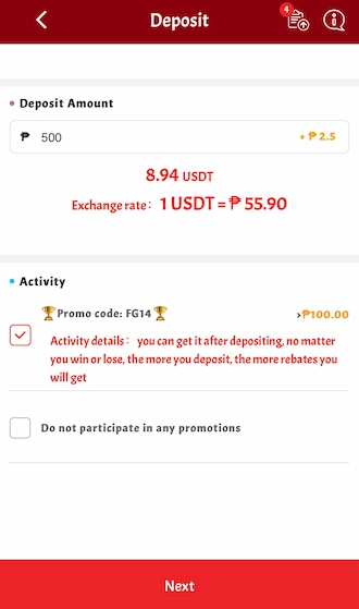 Step 2: Input the amount you want to deposit.