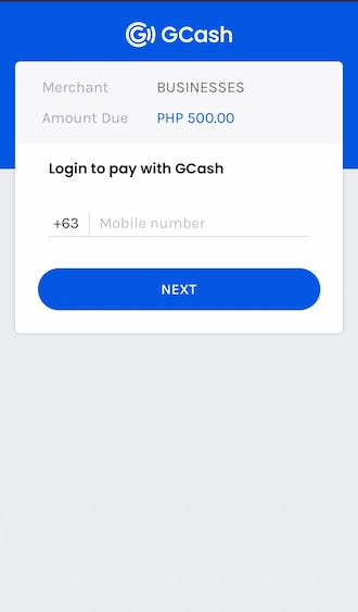 Step 4: provide your phone number to log in to GCash.