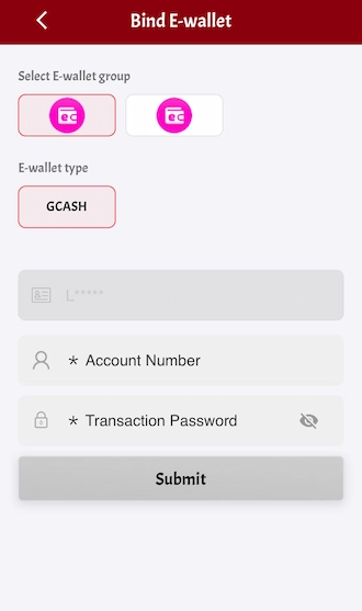 Step 2: Fill in your account number and set a transaction password.